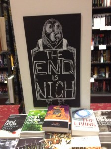Apocalyptic book display at Waterstones , stating The End is Nigh