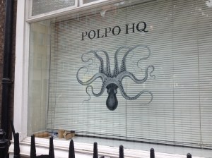 Octopus on the window of Polpo restaurant