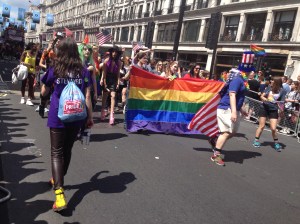 US Embassy marching group at the London Pride Parade