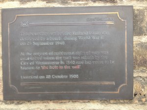 Closeup of plaque explaining history of the hole in the wall